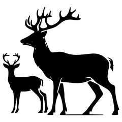 Deer Vector silhouette illustration, Deer Logo Concept vector, Deer Icon vector black color
