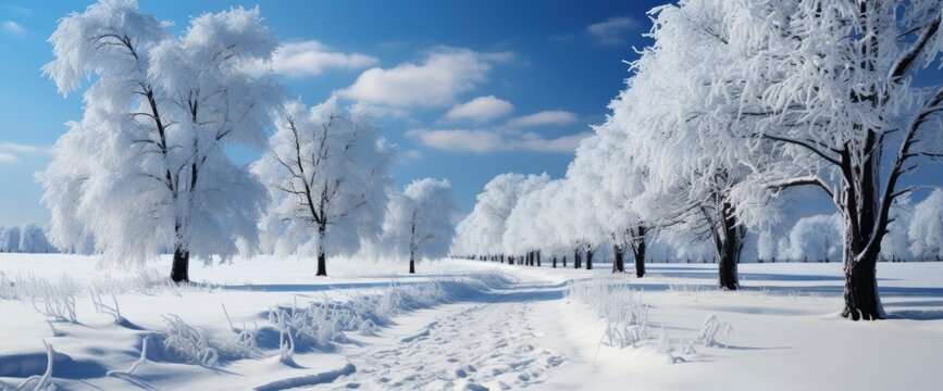 Winter Beautiful Landscape Trees Covered Hoarfros , Background Image For Website, Background Images , Desktop Wallpaper Hd Images
