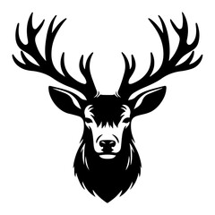 Deer Vector silhouette illustration, Deer Logo Concept vector, Deer Icon vector black color