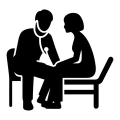 Doctor Treatment With Patient vector silhouette illustration black color