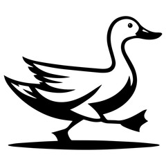 Flying Duck Vector silhouette illustration black color, Duck Vector silhouette