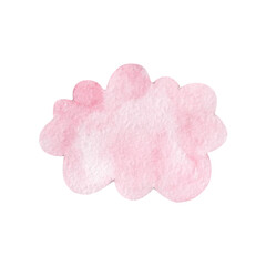 Watercolor hand drawn pink cloud drawing.