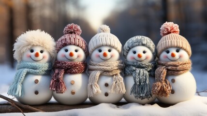 Little cute snowman with scarf and hat