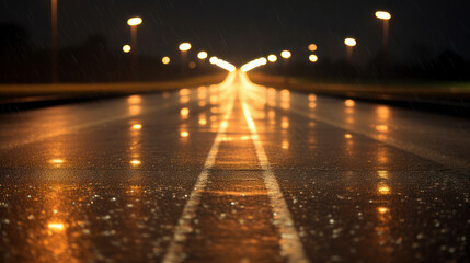 Empty highway at night with car lights in the background,highway road ,highway night ,street light