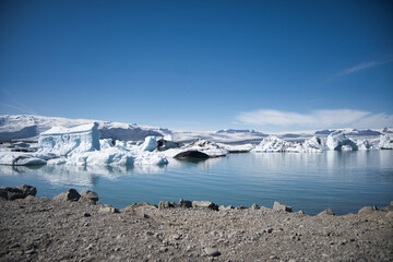 the icebergs of the glacial lagoon of iceland