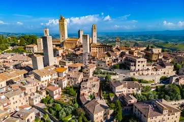 Foto op Plexiglas Aerial view of San Gimignano, Tuscany, Italy © monticellllo