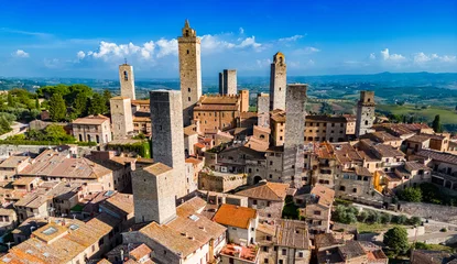  Aerial view of San Gimignano, Tuscany, Italy © monticellllo