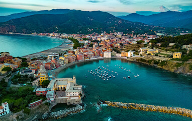 Fototapeta na wymiar View of the Bay of Silence in Sestri Levante, Liguria, Italy