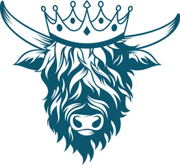 Aesthetic Floral Bison Silhouette Graphic Clip Art