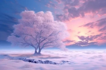 Deurstickers Winter landscape background, generative ai. © inspiretta