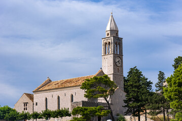 Fototapeta na wymiar Lopud, Croatia - August 09, 2023: Church Holy Mary of Spilice, Lopud, Elaphiti Islands, Croatia