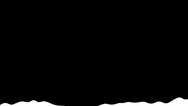 White liquid transitions in hand drawn cartoon doodle style on plain black background