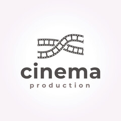 Fototapeta na wymiar cinema film roll logo design, vintage retro camera illustration vector