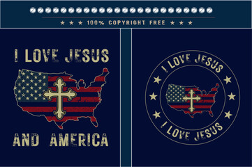 I love jesus and america Christian tshirt desig usa grunge flag religion tshirt design
