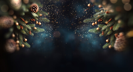 Diseño creativo desenfocado de Navidad y Año Nuevo.Árbol de Navidad decorado y luces sobre fondo borroso creativo. - 676284852