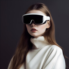 Photo of a girl in stylish VR glasses