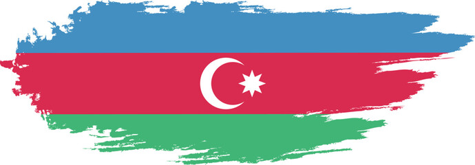 Azerbaijan flag on brush paint stroke.
