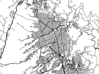 Naklejka premium Vector road map of the city of Bucaramanga in Colombia with black roads on a white background.