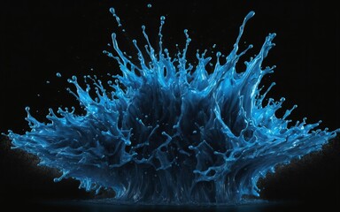 blue paint splash isolated on black background