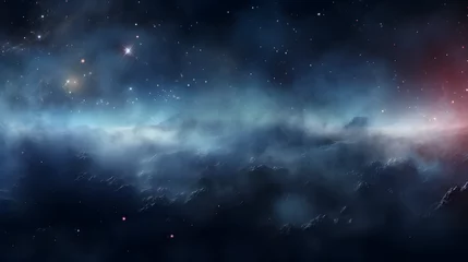 Rolgordijnen 360 degree equirectangular projection space background with nebula and stars, environment. Generative Ai. © tfk