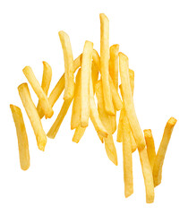 French fries splashing isolated