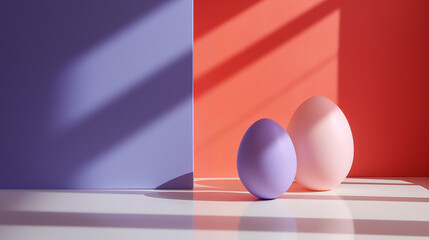 Easter still life in bright rich colors. photo studio, minimalism. copy space.