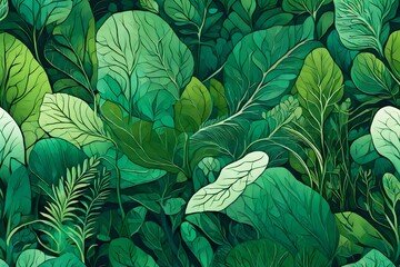 Liquid jade and forest greens merging in a lush and verdant abstract oasis.