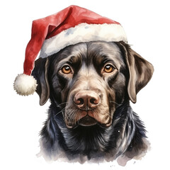 Labrador with Santa hat.Ai generated illustration
