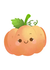 illustration of a pumpkin, A cute cartoon vegetables. This is a pumpkin. This can used for a instructional media.