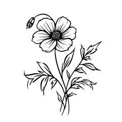 line drawing, line art png, line art prints, spring clipart, line art rose, rose clipart, floral svg, flower png, wildflower svg, flower clipart, bouquet svg, tattoo svg, line art, svg files, svg file