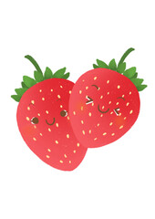 Fruit cartoon used in teaching for children. The fruit has a cute face; Strawberry.