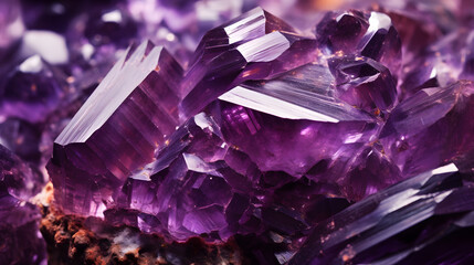 Extreme macro photograph of amethyst from the Purple Haze mine near Thunder Bay, Ontario, Canada. The red coloration is due to the presence of hematite inclusions marble texture. Generative Ai. - obrazy, fototapety, plakaty