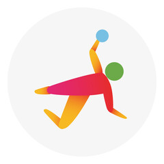 Beach handball competition icon. Colorful sport sign.