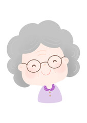 The cartoon character of cute grandma, family, family’s tree