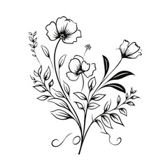 line drawing, line art png, line art prints, spring clipart, line art rose, rose clipart, floral svg, flower png, wildflower svg, flower clipart, bouquet svg, tattoo svg, line art, svg files, svg file