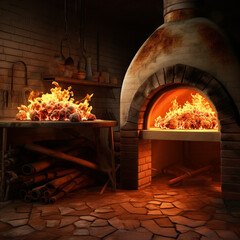 Obraz premium Wood-burning pizza oven