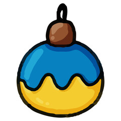 Colorful light bulbs decorate the Christmas tree doodle style hand drawn