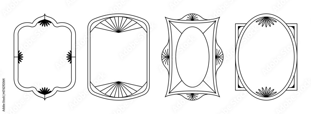 Aufkleber vector set of design elements and illustrations in simple linear style - boho arch logo design eleme