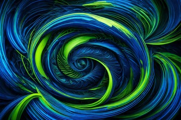 Electric blue and neon green in a whirlwind of colors and motion.