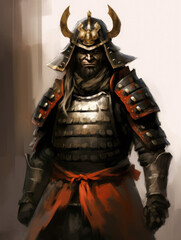 Fototapeta premium Samurai in armor. Digital art.