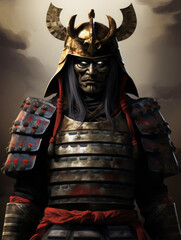 Samurai in armor. Digital art.