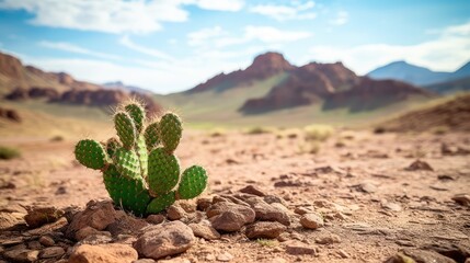 Cactus in the desert. Cactus panorama. Cactus in desert. Dry desert cactus