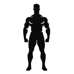 Bodybuilder black icon on white background. Bodybuilder silhouette