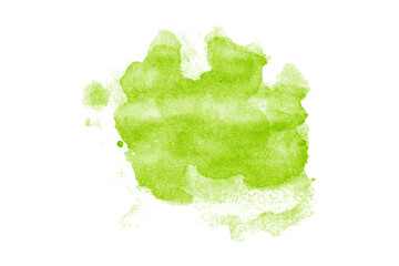 Green watercolor background. Artistic hand paint. Isolated on transparent background.