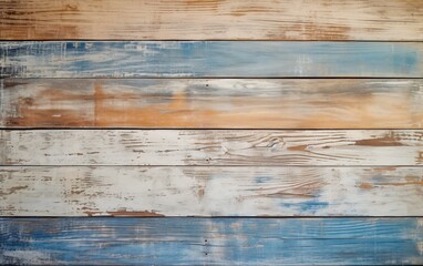 Grungy painted wood textured background. Multicolored old wooden texture. Pastel blue and beige...