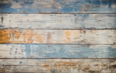 Beautiful Pastel blue and beige color texture of old cracked wooden boards. Horizontal artistic...