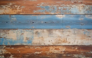 Beautiful Pastel blue and beige color texture of old cracked wooden boards. Horizontal artistic...