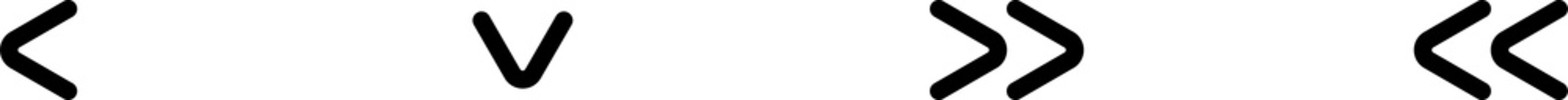 Set of arrows forward, backward. Black arrows. Arrows for website, with rounded corners. PNG image