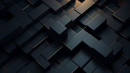 Dark background design, abstract geometric blocks, 3d render 