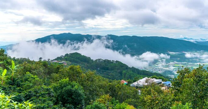 Time lapse of Dran pass seen from above is beautiful and majestic. This is the most beautiful and dangerous pass in Da Lat of Vietnam